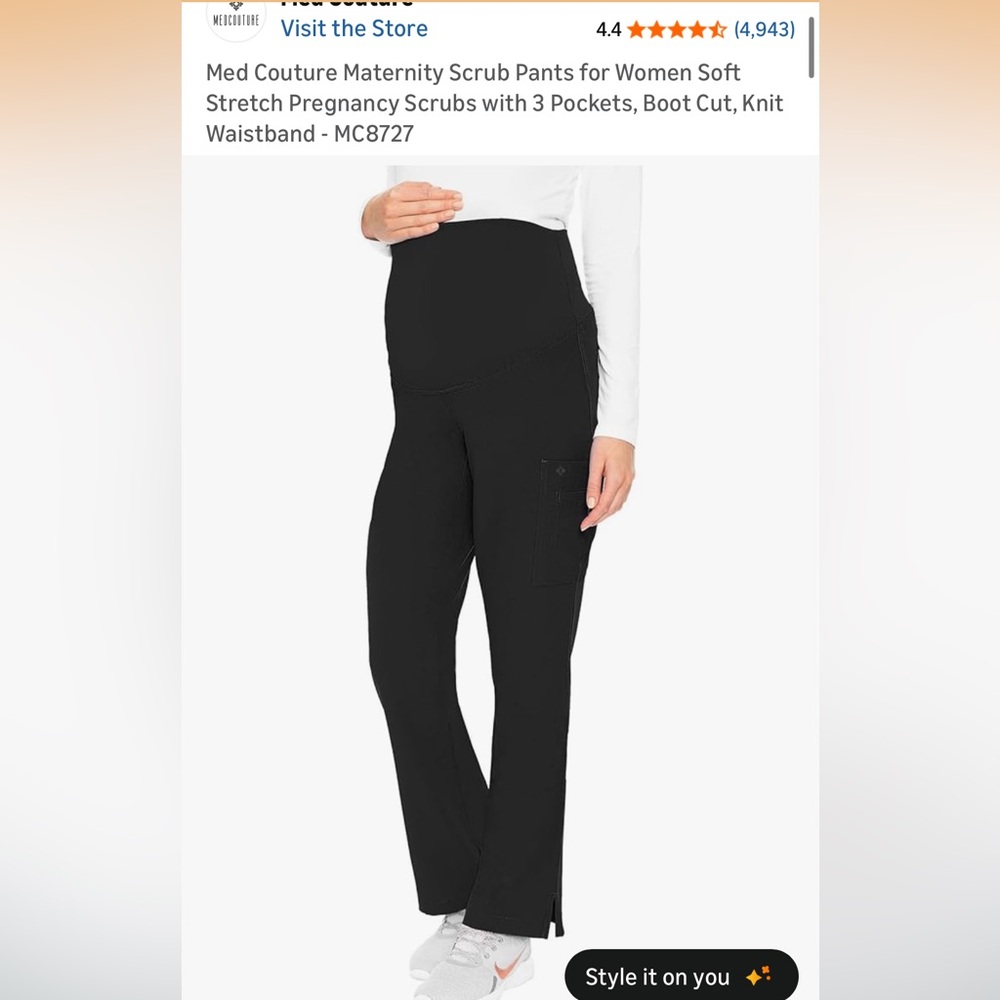 Med Couture Black Maternity Scrub Pants XL
